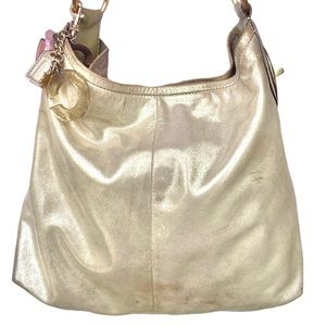 COACH PEYTON METALLIC ROSE PEWTER SHIMMER SHOULDER BAG #14637